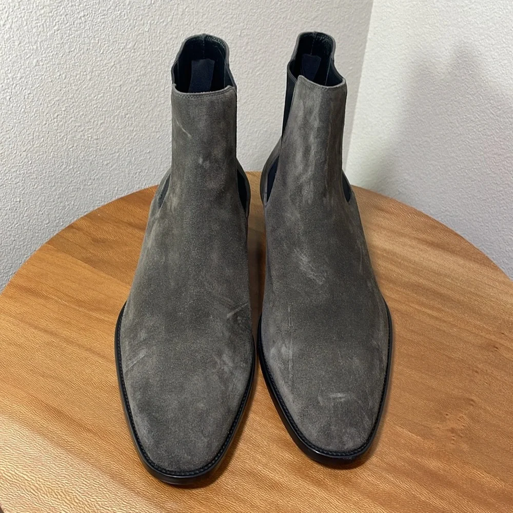 Saint Laurent Paris Wyatt Suede Chelsea Boot Gray/Black Size 41.5/8.5 - Picture 3 of 16